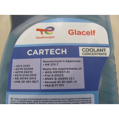 Антифриз концентрат TOTAL GLACELF PLUS CARTECH (сине-зеленый) 1л