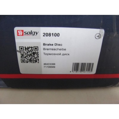 Тормозной диск передний Fiat Doblo (05-09) R15 (284x22) SOLGY 208100