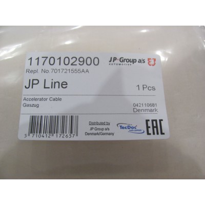 Трос газа VW T4 2.4D (1658/1366mm) JPGROUP 1170102900