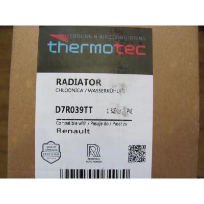 Радиатор охлаждения Renault Trafic / Opel Vivaro 1.9dCi (01-06) (-АС) THERMOTEC D7R039TT