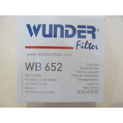 Фильтр топливный Fiat Doblo 1.3/1.9JTD/MJTD (с подогревом) (05-) WUNDER WB652